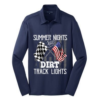 Summer Nights Dirt Track Lights Racing Motocross Gift Silk Touch Performance Long Sleeve Polo