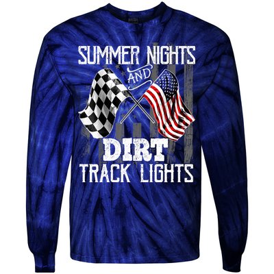 Summer Nights Dirt Track Lights Racing Motocross Gift Tie-Dye Long Sleeve Shirt