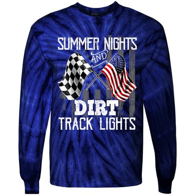 Summer Nights Dirt Track Lights Racing Motocross Gift Tie-Dye Long Sleeve Shirt