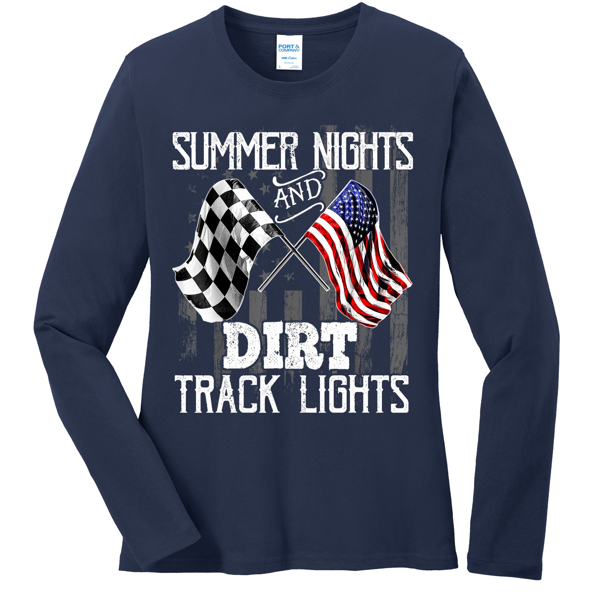 Summer Nights Dirt Track Lights Racing Motocross Gift Ladies Long Sleeve Shirt
