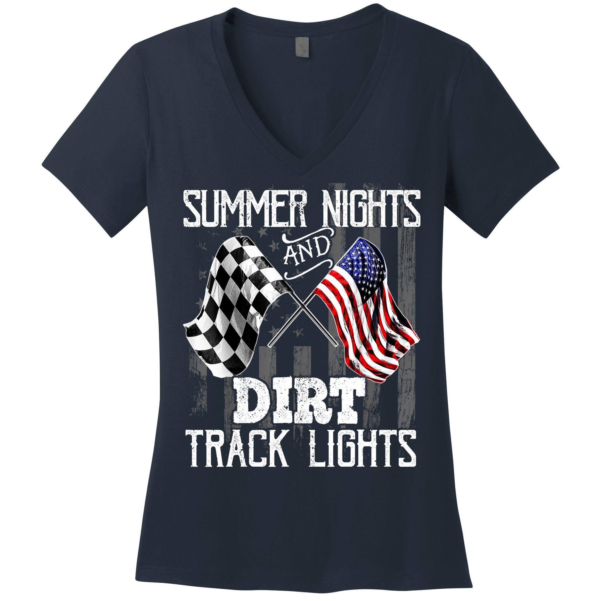 Summer Nights Dirt Track Lights Racing Motocross Gift Women's V-Neck T-Shirt