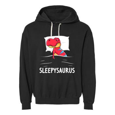 Sleepysaurus Nigh Dinosaur Dino T-Rex Sleep Garment-Dyed Fleece Hoodie