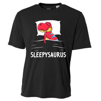 Sleepysaurus Nigh Dinosaur Dino T-Rex Sleep Cooling Performance Crew T-Shirt