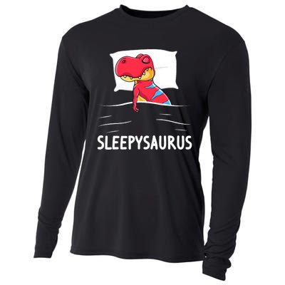 Sleepysaurus Nigh Dinosaur Dino T-Rex Sleep Cooling Performance Long Sleeve Crew