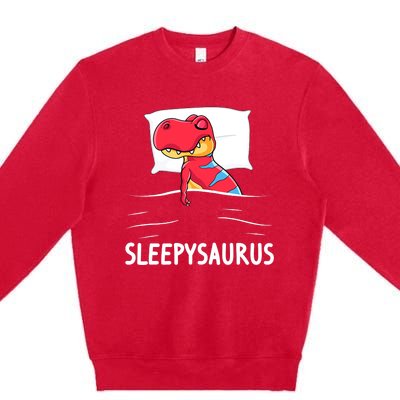 Sleepysaurus Nigh Dinosaur Dino T-Rex Sleep Premium Crewneck Sweatshirt