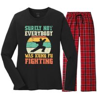 Surely Not Everybody Was Kung Fu Fighting Vintage Retro Women's Long Sleeve Flannel Pajama Set 