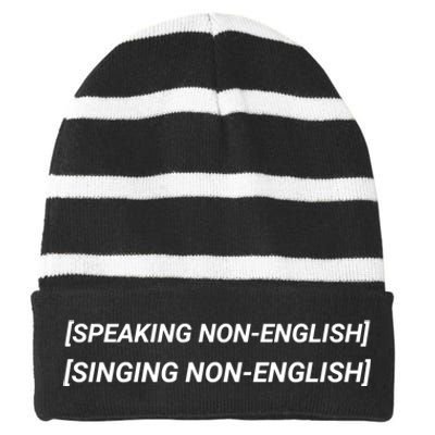 Speaking Non English, Singing Non English Striped Beanie with Solid Band