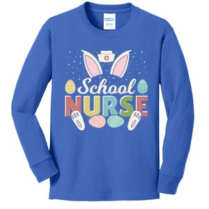 School Nurse Easter Eggs Bunny Rabbit Ears Easter Day Gift Kids Long Sleeve Shirt