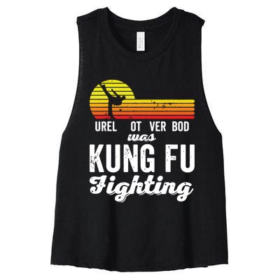 Surely Not Everybody Was Kung Fu Fighting Funny Karate Women's Racerback Cropped Tank