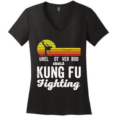 Surely Not Everybody Was Kung Fu Fighting Funny Karate Women's V-Neck T-Shirt