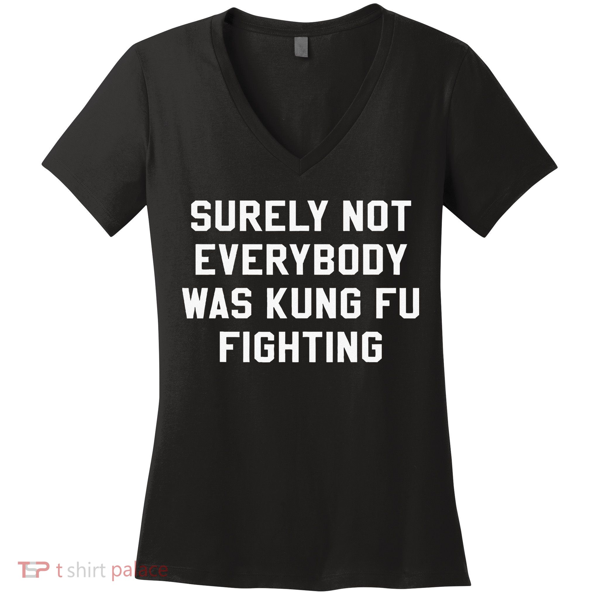 Surely Not Everybody Was Kung Fu Fighting Sarcastic Women's V-Neck T-Shirt