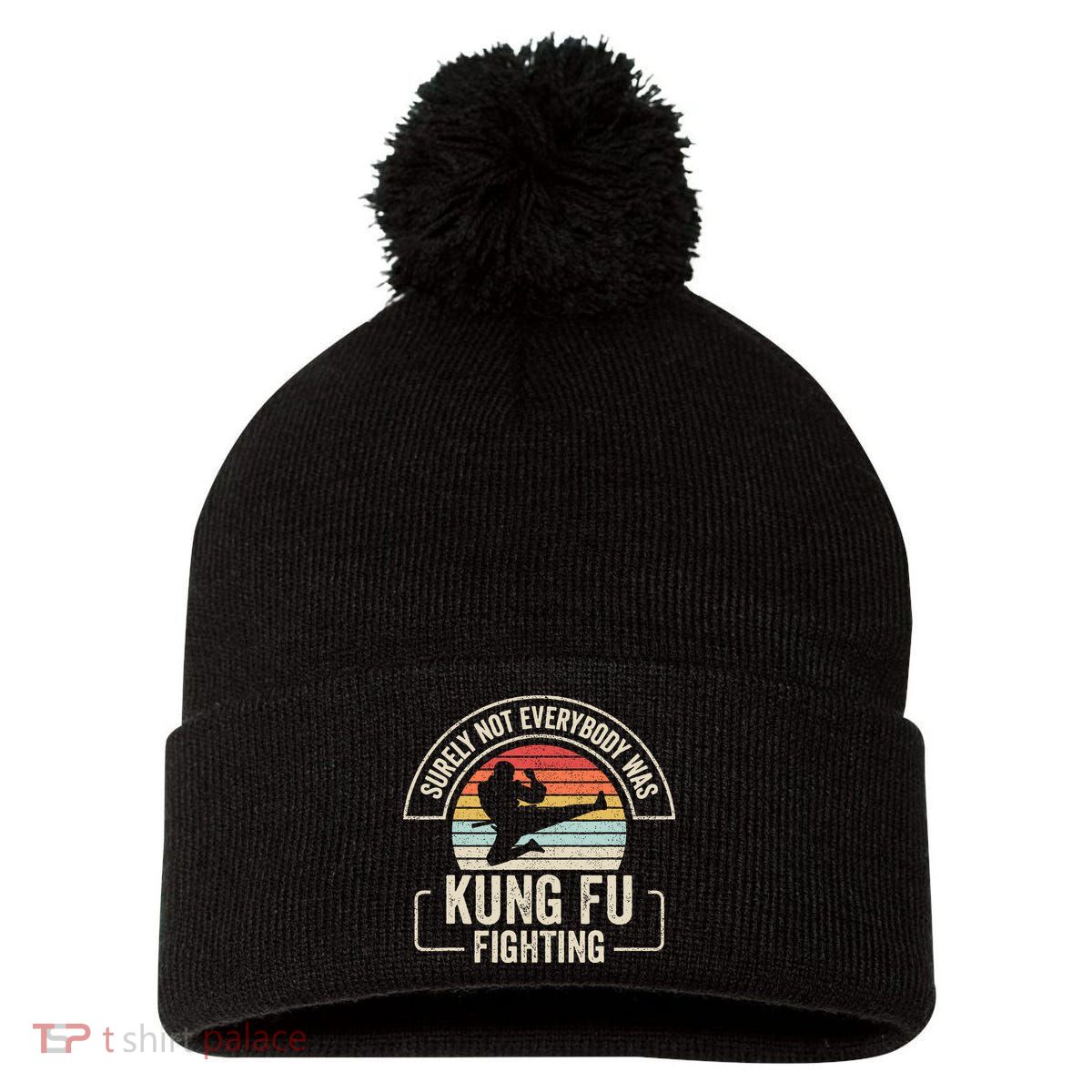Surely Not Everybody Was Kung Fu Fighting Vintage Pom Pom 12in Knit Beanie