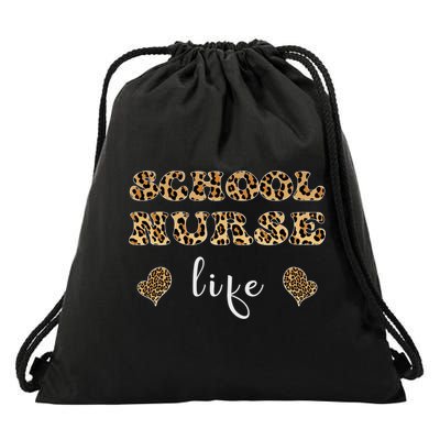 School Nurse For Super Nurse Leopard Font Gift Drawstring Bag