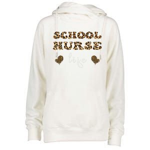 School Nurse For Super Nurse Leopard Font Gift Womens Funnel Neck Pullover Hood