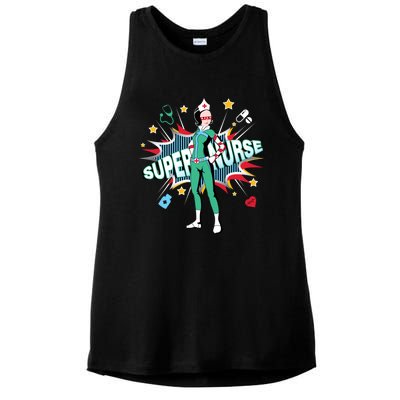 Super Nurse Funny Gift Best Superhero Funny Rn Nurse Gift Ladies PosiCharge Tri-Blend Wicking Tank