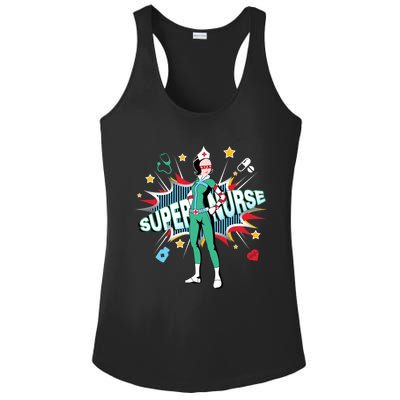 Super Nurse Funny Gift Best Superhero Funny Rn Nurse Gift Ladies PosiCharge Competitor Racerback Tank