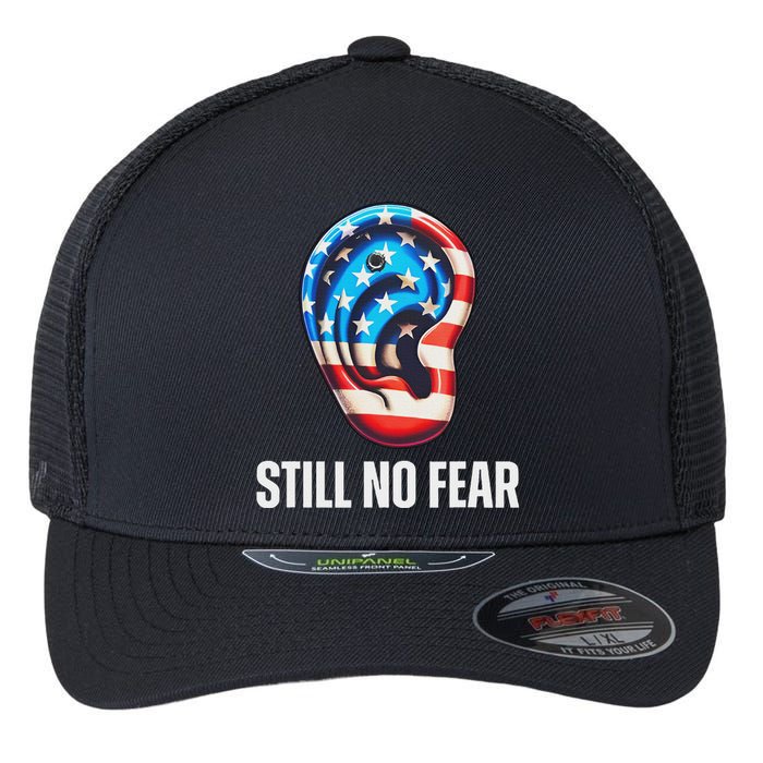 Still No Fear Funny Ear Trump Supporter American Flag Flexfit Unipanel Trucker Cap