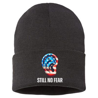 Still No Fear Funny Ear Trump Supporter American Flag Sustainable Knit Beanie