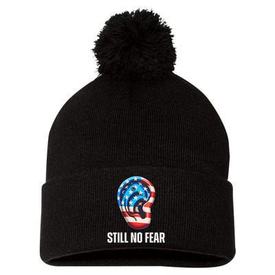 Still No Fear Funny Ear Trump Supporter American Flag Pom Pom 12in Knit Beanie