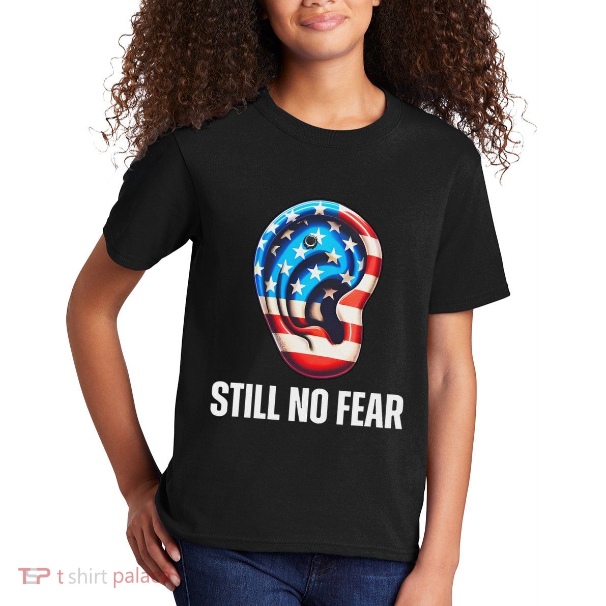 Still No Fear Funny Ear Trump Supporter American Flag Kids T-Shirt