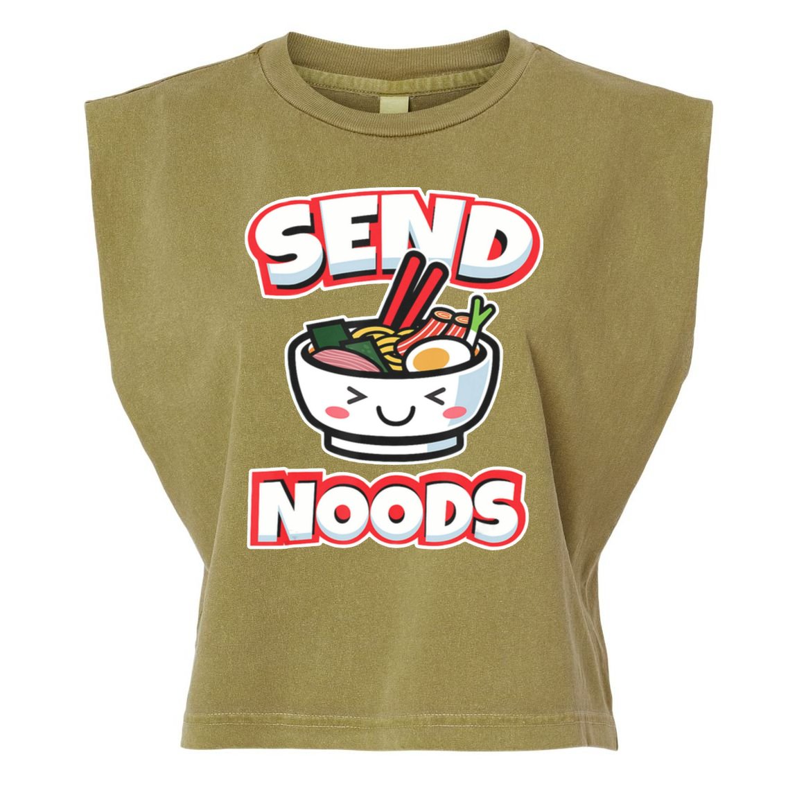Send Noods Funny Japan Ramen Gift Garment-Dyed Women's Muscle Tee