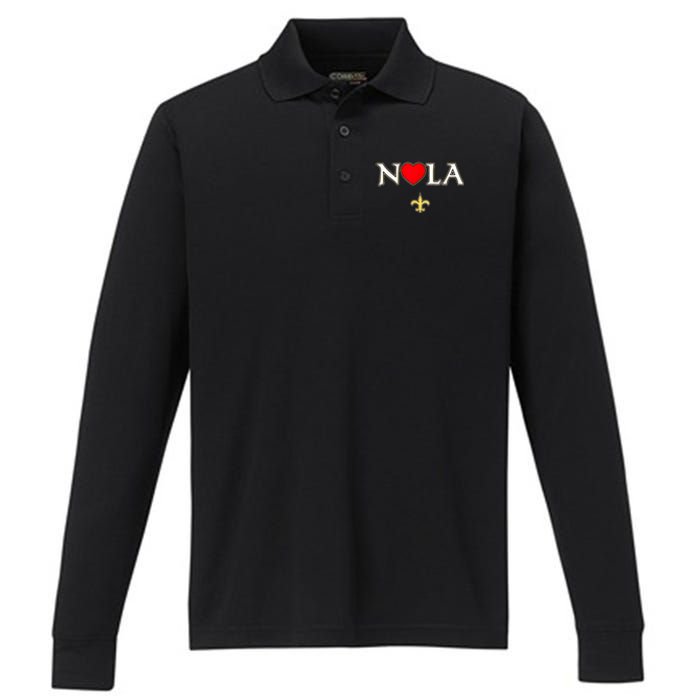 Support Never Forget Nola Orleans Strong Performance Long Sleeve Polo