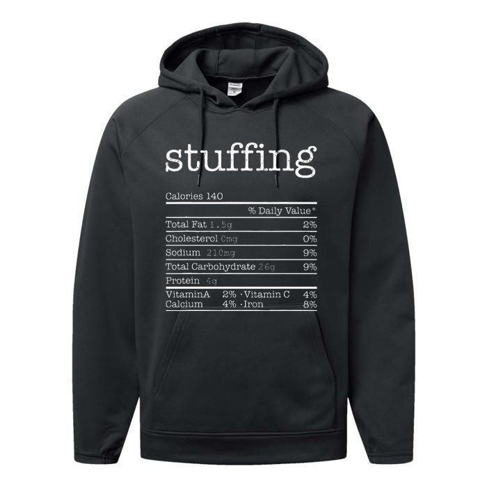 Stuffing Nutrition Facts Funny Thanksgiving Christmas Food Performance Fleece Hoodie