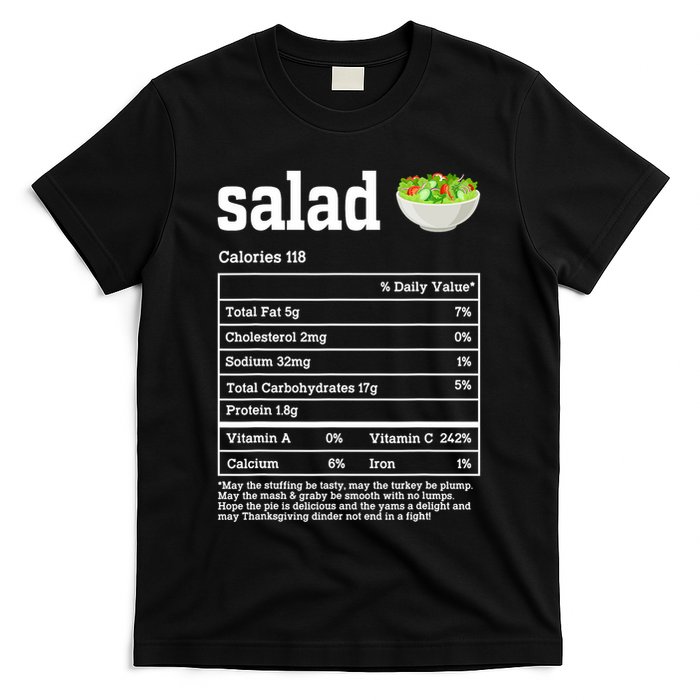 Salad Nutrition Facts Thanksgiving Food T-Shirt