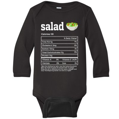 Salad Nutrition Facts Thanksgiving Food Baby Long Sleeve Bodysuit