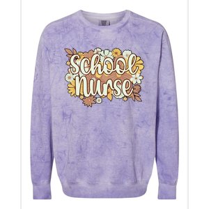 School Nurse Flowers School Nursing Cute Gift Colorblast Crewneck Sweatshirt