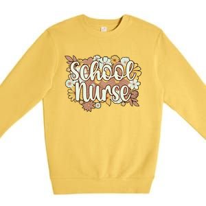 School Nurse Flowers School Nursing Cute Gift Premium Crewneck Sweatshirt