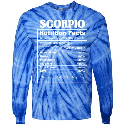 Scorpio Nutrition Facts Zodiac Birthday Gift Tie-Dye Long Sleeve Shirt