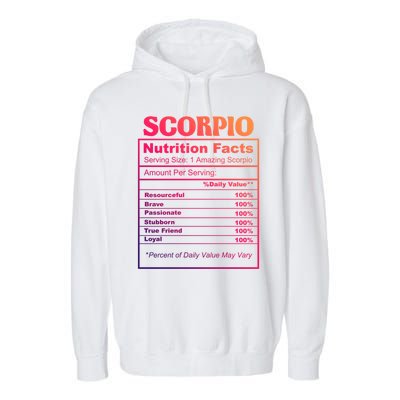 Scorpio Nutrition Facts Zodiac Birthday Gift Meaningful Gift Garment-Dyed Fleece Hoodie