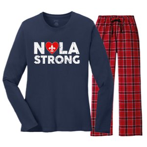 Support Never Forget New Orleans Nola Strong 2025 Women's Long Sleeve Flannel Pajama Set 