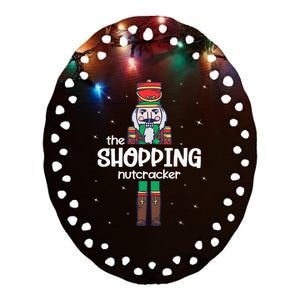 Shopping Nutcracker Family Matching Funny Gift Pajama Ceramic Oval Ornament