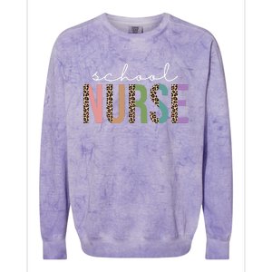 School Nurse Fancy Leopard Logo Colorblast Crewneck Sweatshirt