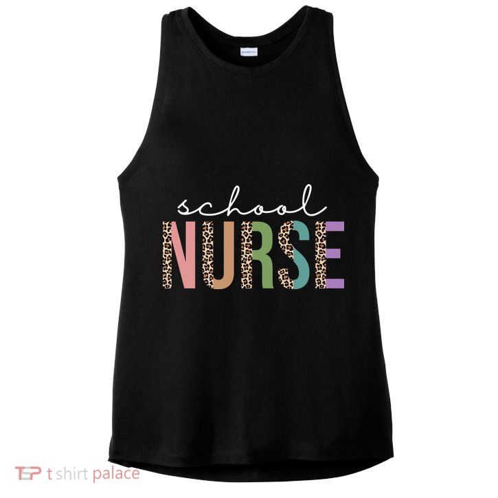 School Nurse Fancy Leopard Logo Ladies PosiCharge Tri-Blend Wicking Tank