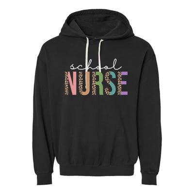 School Nurse Fancy Leopard Logo Garment-Dyed Fleece Hoodie
