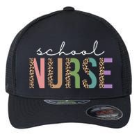 School Nurse Fancy Leopard Logo Flexfit Unipanel Trucker Cap