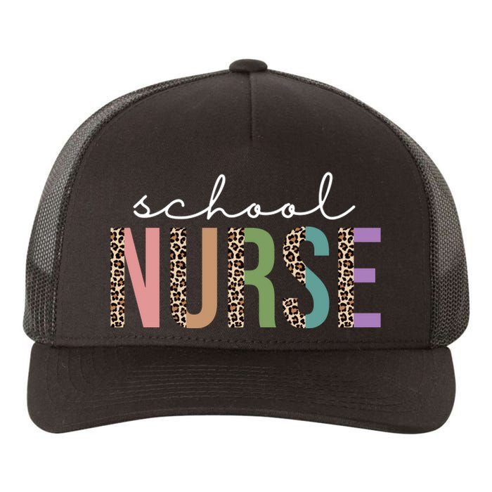 School Nurse Fancy Leopard Logo Yupoong Adult 5-Panel Trucker Hat