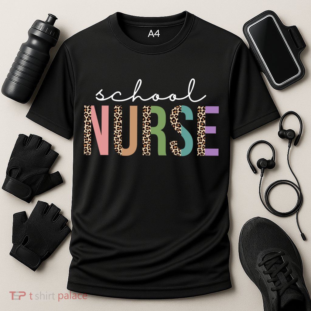 School Nurse Fancy Leopard Logo Performance Shirt