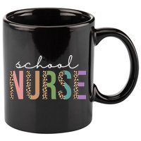 School Nurse Fancy Leopard Logo 11oz C Handle Ceramic Mug