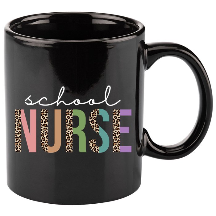 School Nurse Fancy Leopard Logo 11oz C Handle Ceramic Mug