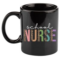 School Nurse Fancy Leopard Logo 11oz C Handle Ceramic Mug
