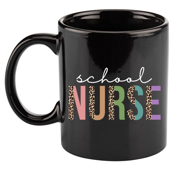 School Nurse Fancy Leopard Logo 11oz C Handle Ceramic Mug