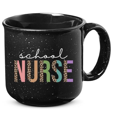 School Nurse Fancy Leopard Logo 15oz Campfire Ceramic Mug