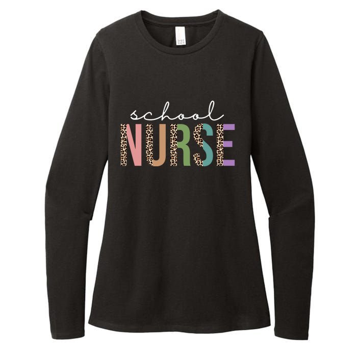 School Nurse Fancy Leopard Logo Womens CVC Long Sleeve Shirt