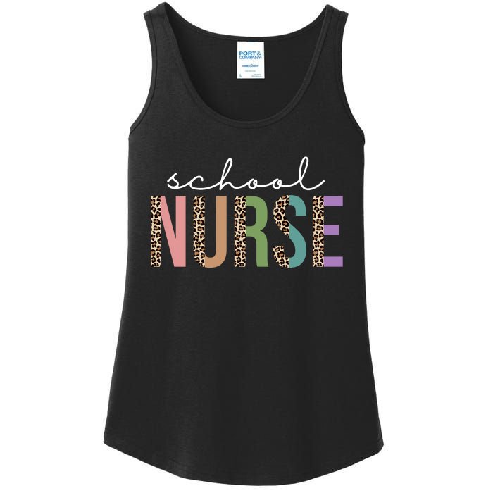 School Nurse Fancy Leopard Logo Ladies Essential Tank