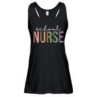 School Nurse Fancy Leopard Logo Ladies Essential Flowy Tank