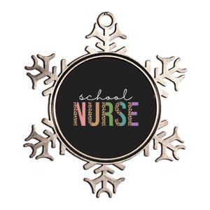 School Nurse Fancy Leopard Logo Metallic Star Ornament